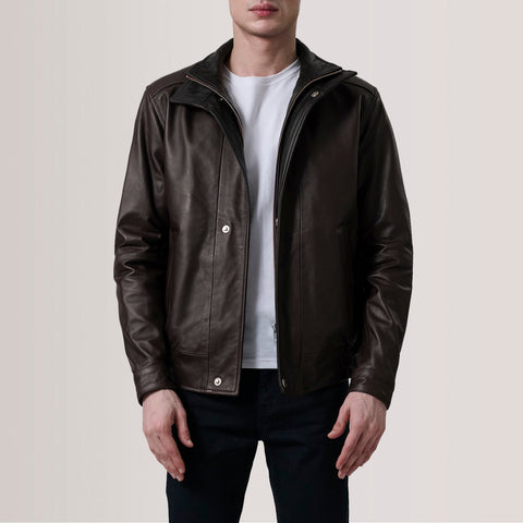 Alfred Maroon Leather Bomber Jacket