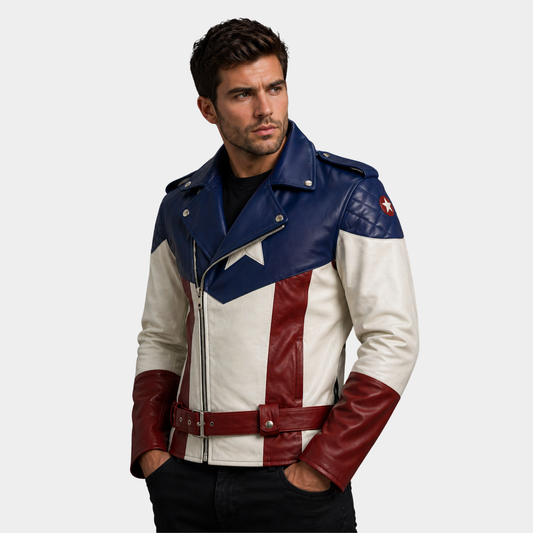 Men's American Biker Leather Jacket â€“ Motorcycle Celebrity Style