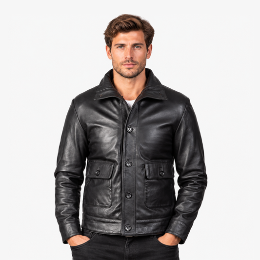 Men's Ashford Black Leather Field Jacket