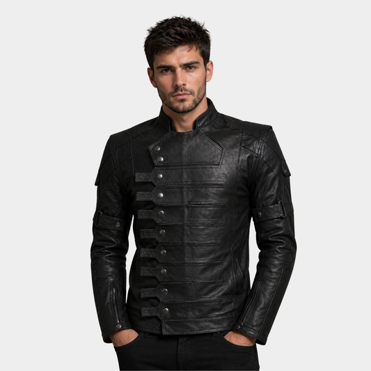 Men's Black Biker Leather Jacket â€“ Motorcycle Casual Style