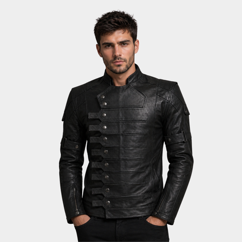 Men's Black Biker Leather Jacket – Motorcycle Casual Style