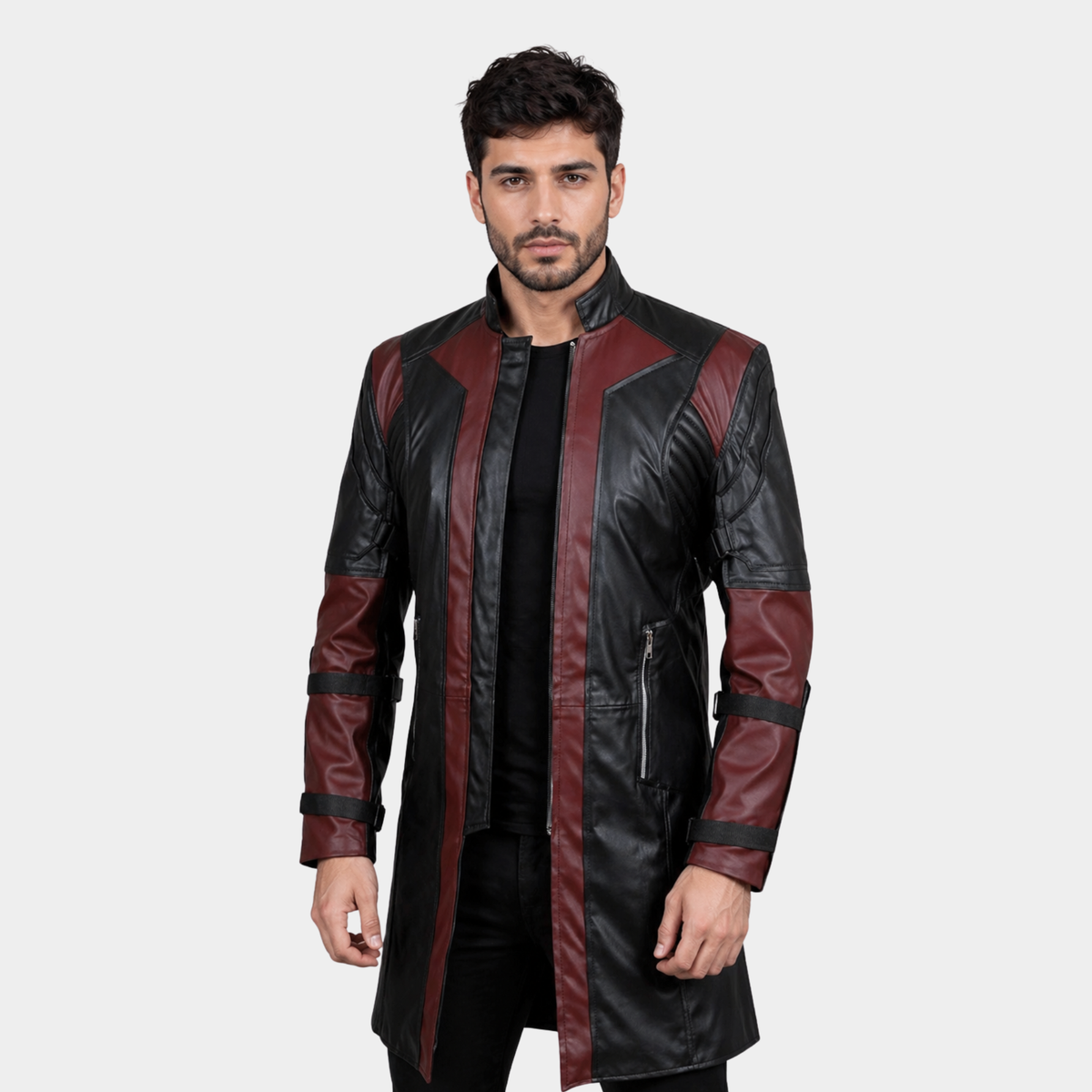 Men's Black Leather Coat | Classic Celebrity Style