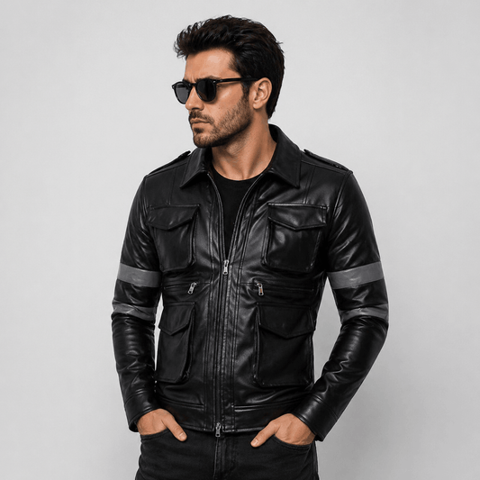 Men's Black Leather Jacket | Classic Casual Style