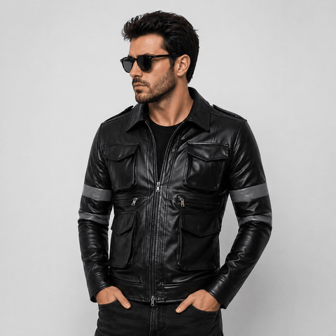 Men's Black Leather Jacket – Classic Casual Style