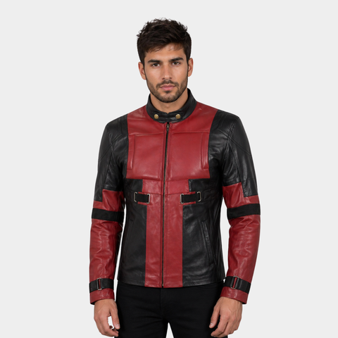 Men's Black & Red Biker Leather Jacket | Motorcycle Style