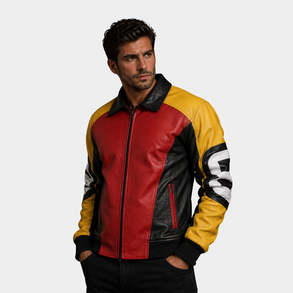 Men's Bomber Leather Jacket â€“ Casual Streetwear Style