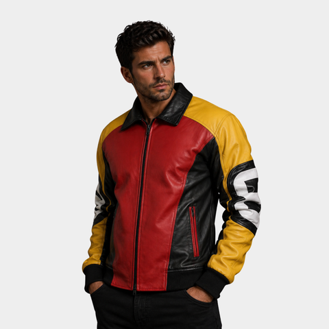 Men's Bomber Leather Jacket â€“ Casual Streetwear Style