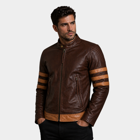 Men's Brown Biker Leather Jacket â€“ Motorcycle Casual Style