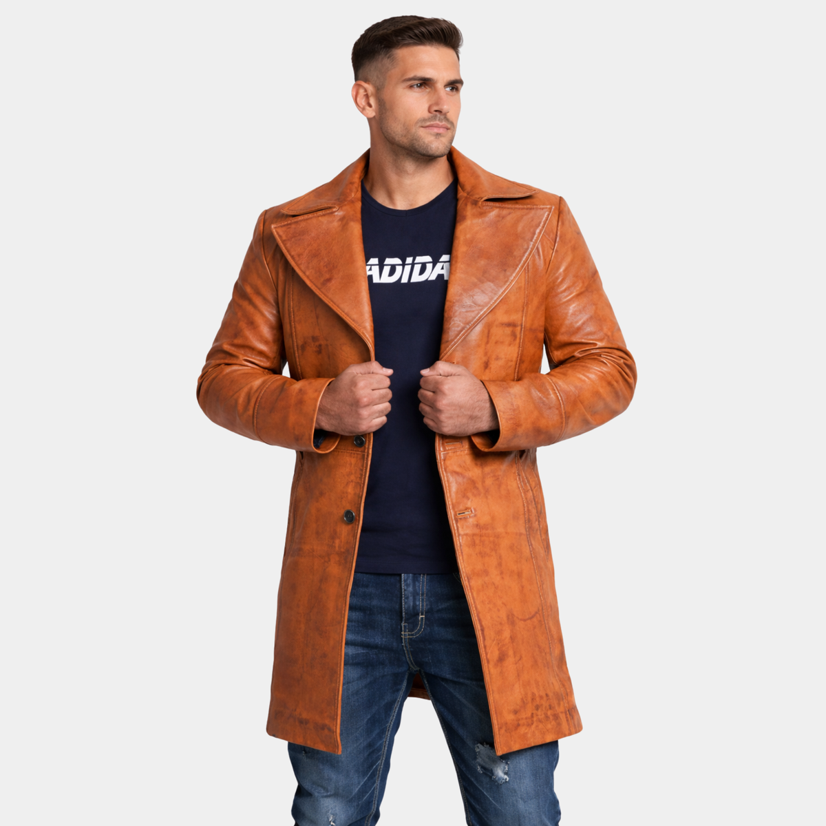 Men's Brown Lambskin Leather Coat (Blazer Coat)