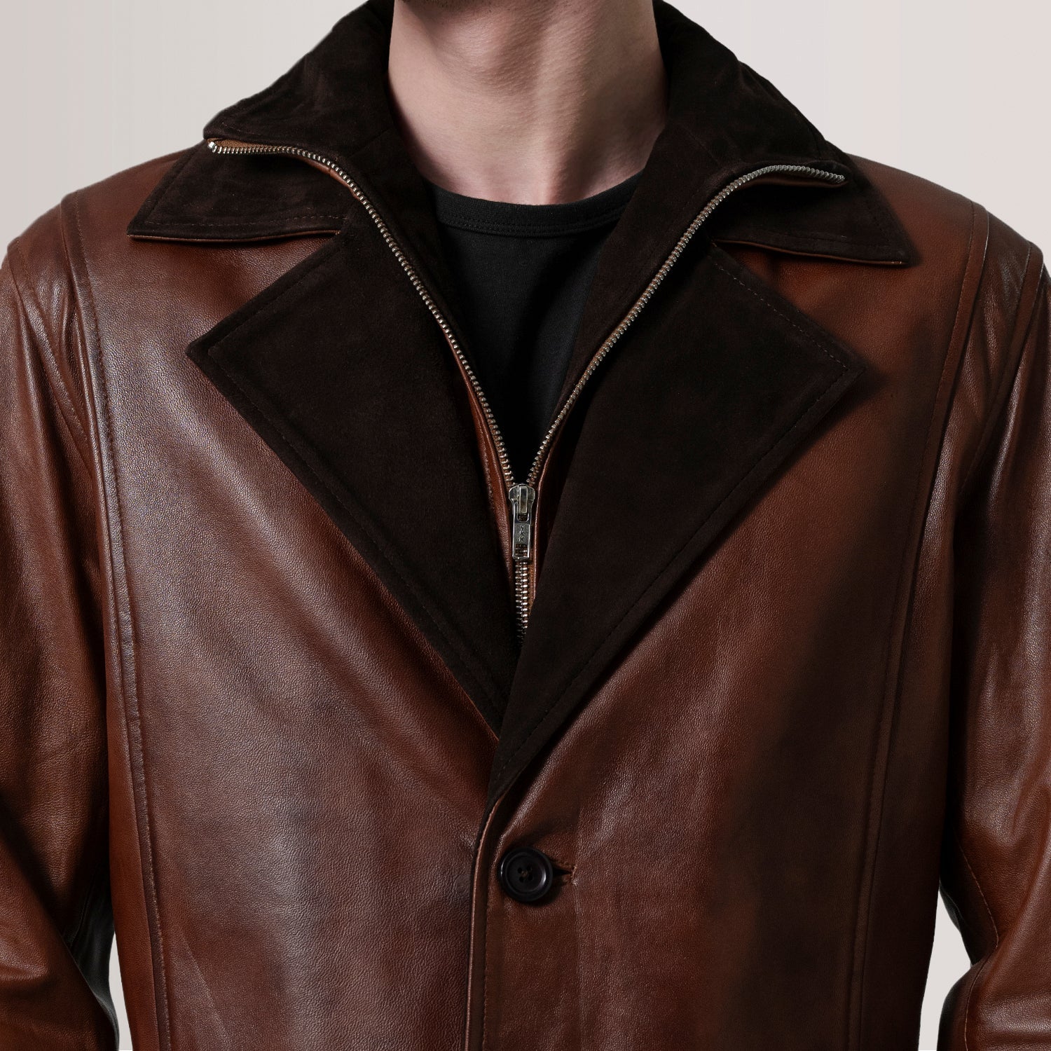 Charlton Waxed Brown Leather Single Breasted Coat