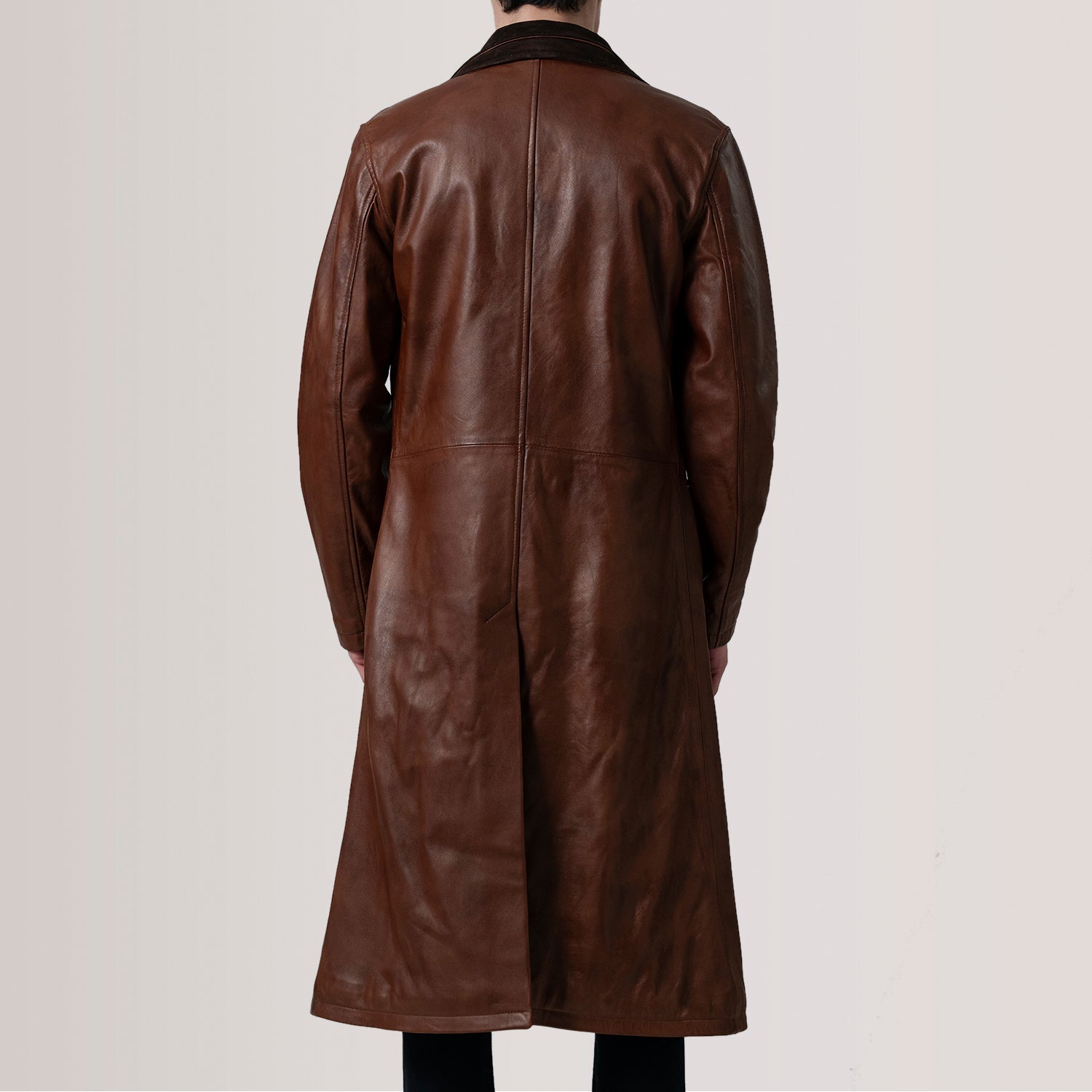 Charlton Waxed Brown Leather Single Breasted Coat
