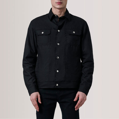 Colberto Black Waxed Canvas Trucker Jacket