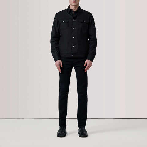 Colberto Black Waxed Canvas Trucker Jacket