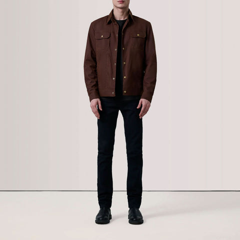 Colberto Brown Waxed Canvas Trucker Jacket