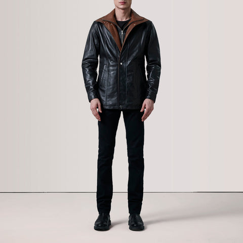 Connor Black Leather Coat