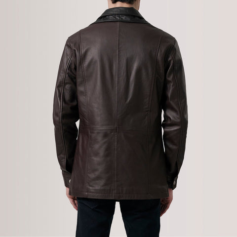 Connor Maroon Leather Coat