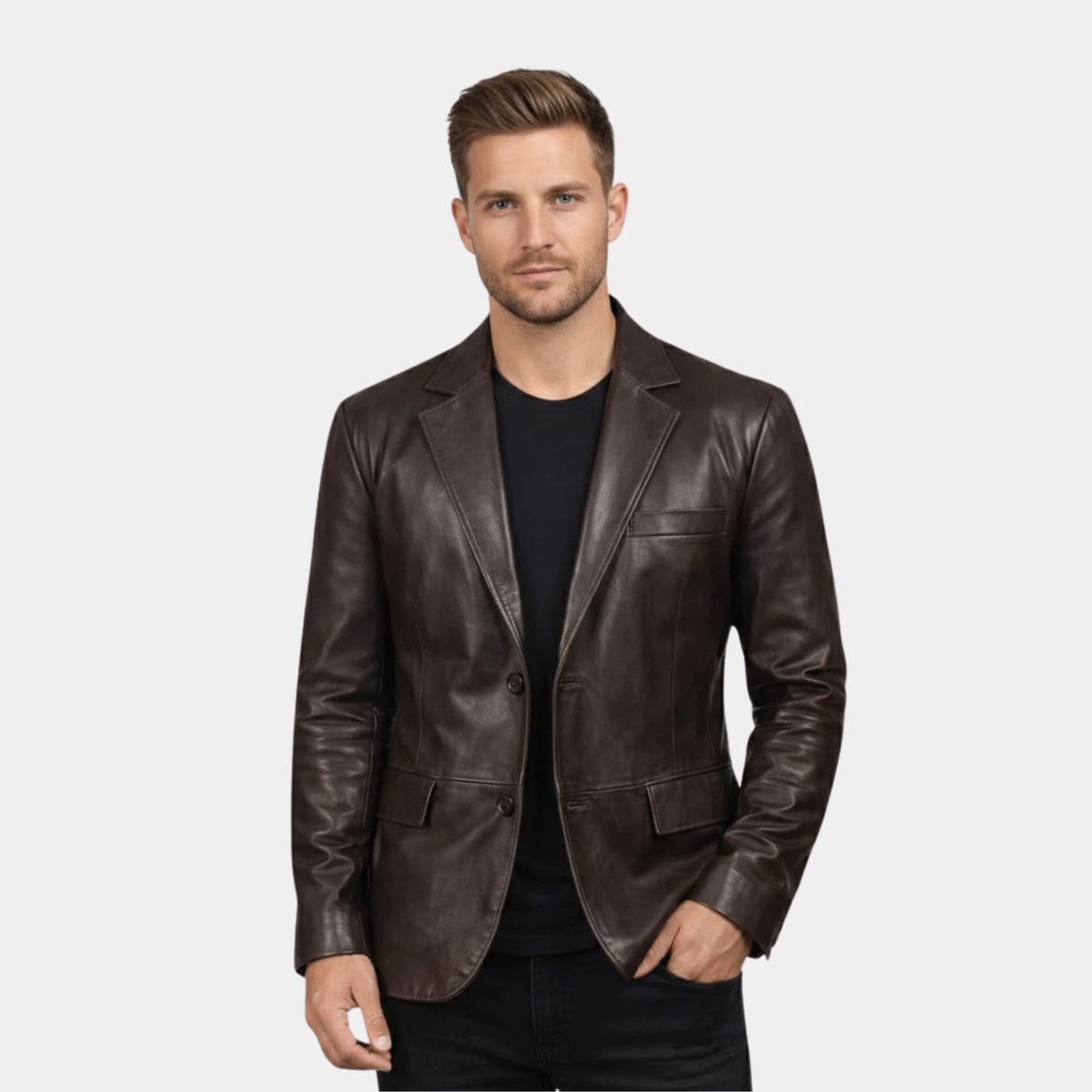 Men's Daron Brown Leather Blazer