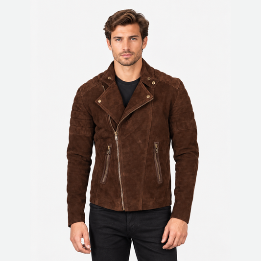 Men's Declan Mocha Suede Biker Jacket