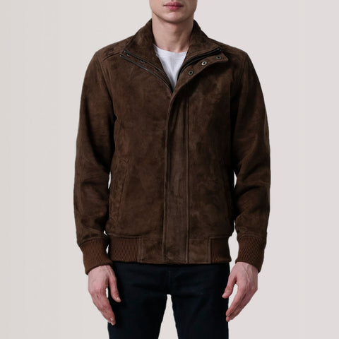 Lester Brown Suede Bomber Jacket