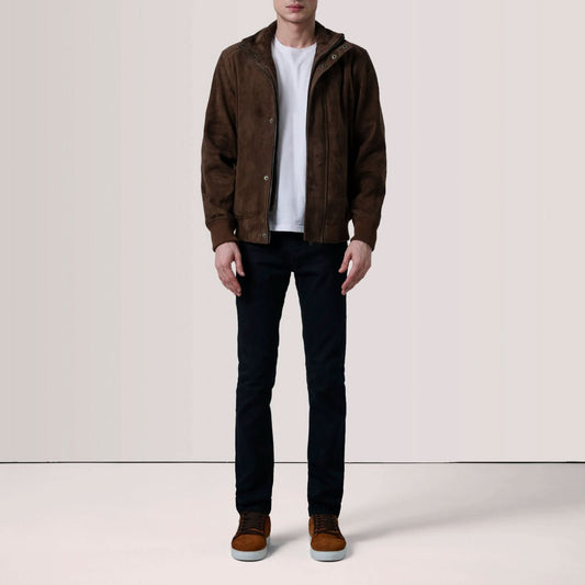 Lester Brown Suede Bomber Jacket