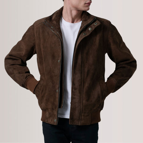 Lester Brown Suede Bomber Jacket