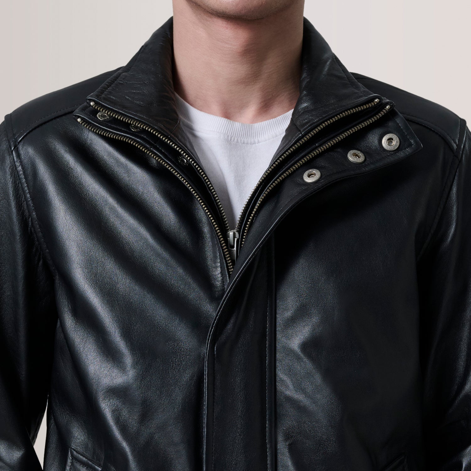 Lester Black Leather Bomber Jacket