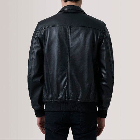 Lester Black Leather Bomber Jacket