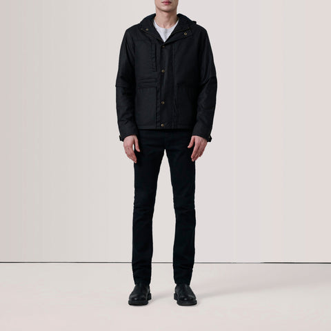 Marlo Black Canvas Hooded Work Jacket