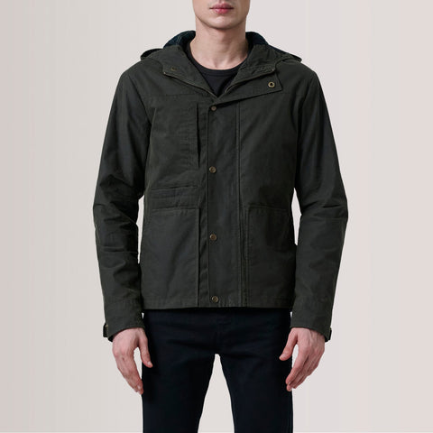 Marlo Olive Canvas Hooded Work Jacket