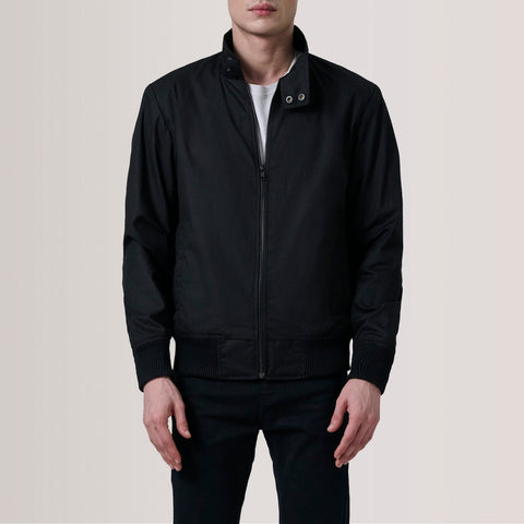 Men's Bennett Black Canvas Bomber Jacket