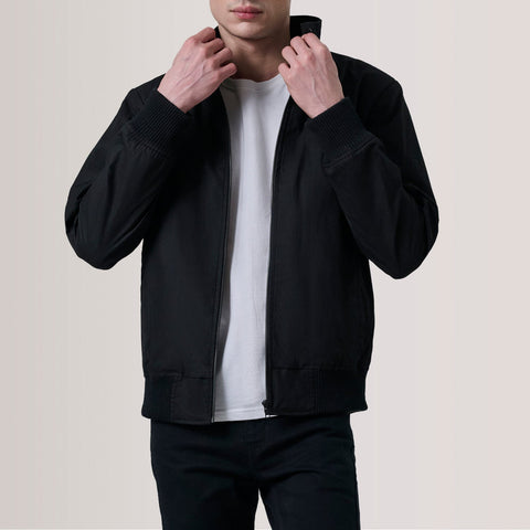 Men's Bennett Black Canvas Bomber Jacket