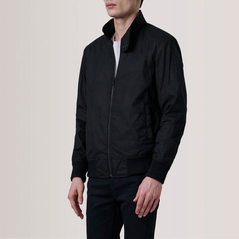 Men's Bennett Black Canvas Bomber Jacket