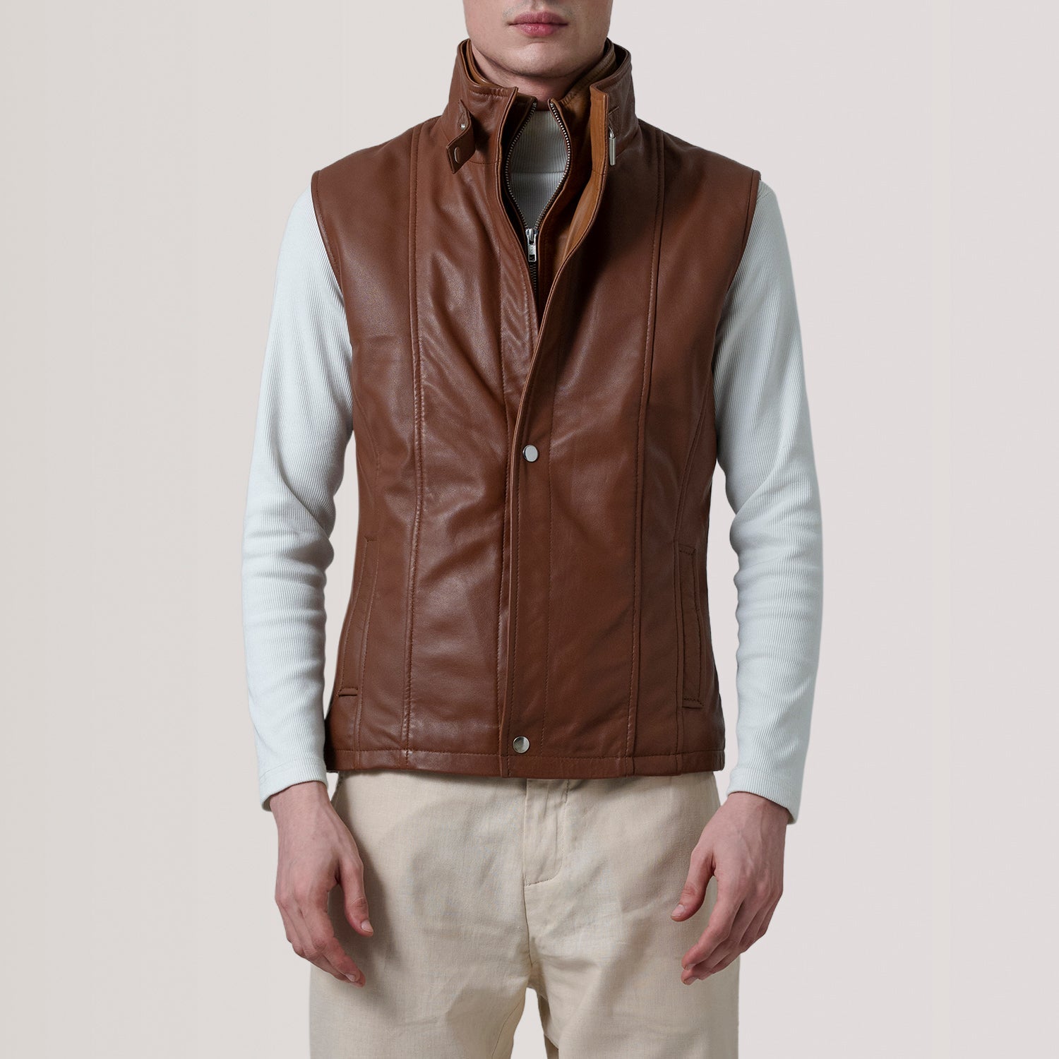 Zane Waxed Brown Leather Vest