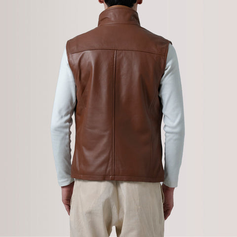 Zane Waxed Brown Leather Vest
