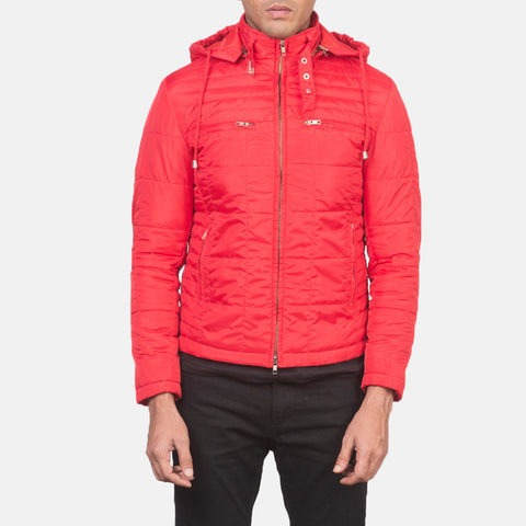 Alps Quilted Red Hooded Windbreaker Jacket