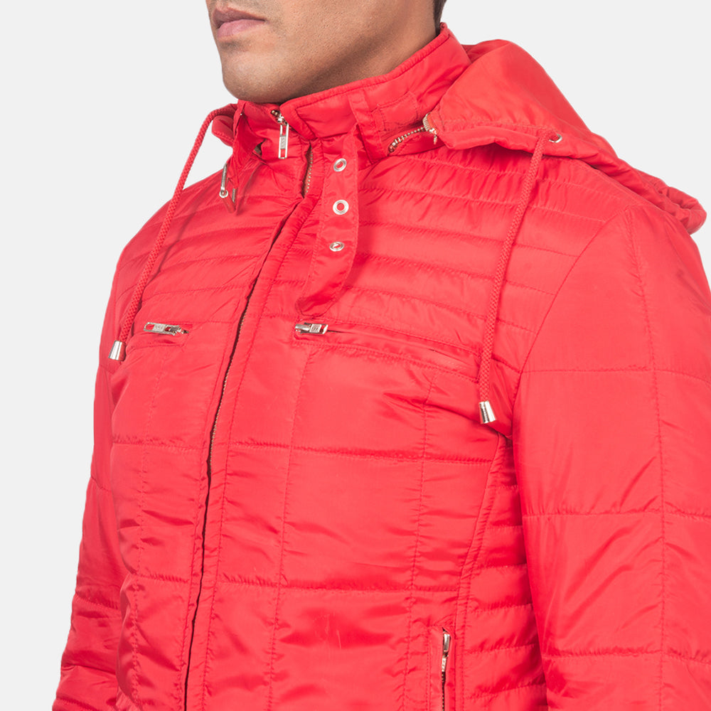Alps Quilted Red Hooded Windbreaker Jacket