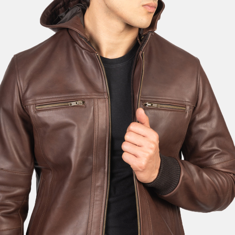 [LC] Bouncer Biz Brown Leather Bomber Jacket