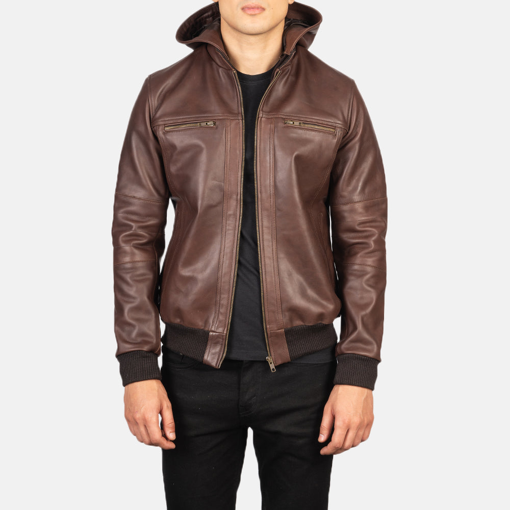 [FS] Bouncer Biz Brown Leather Bomber Jacket