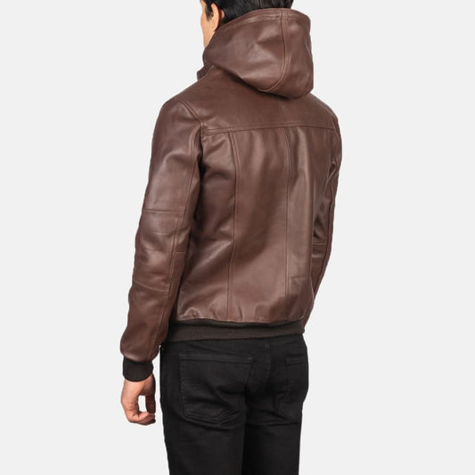 [LC] Bouncer Biz Brown Leather Bomber Jacket