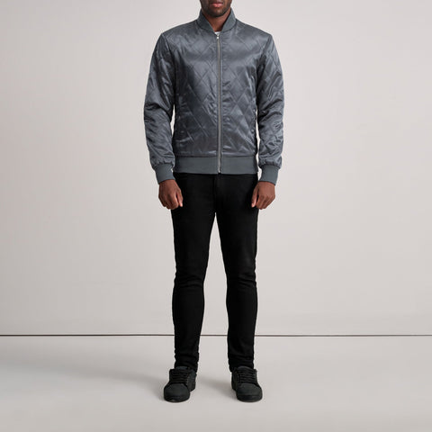 Danson Quilted Grey Varsity Jacket