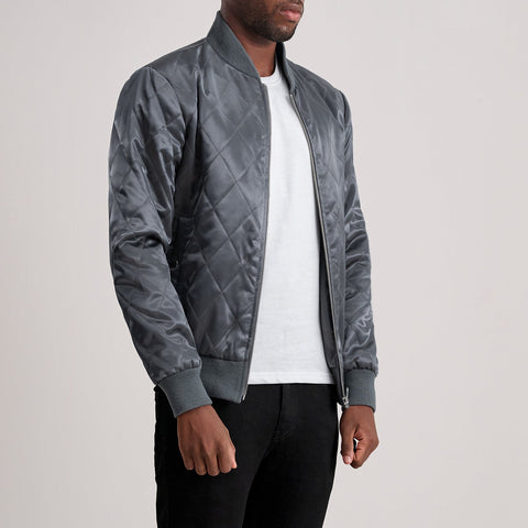 Danson Quilted Grey Varsity Jacket