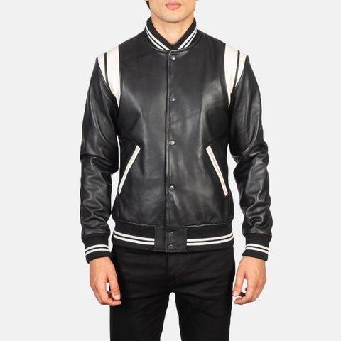 [FS] Dantee Black Leather Varsity Jacket