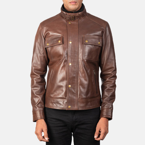 Darren Brown Leather Biker Jacket