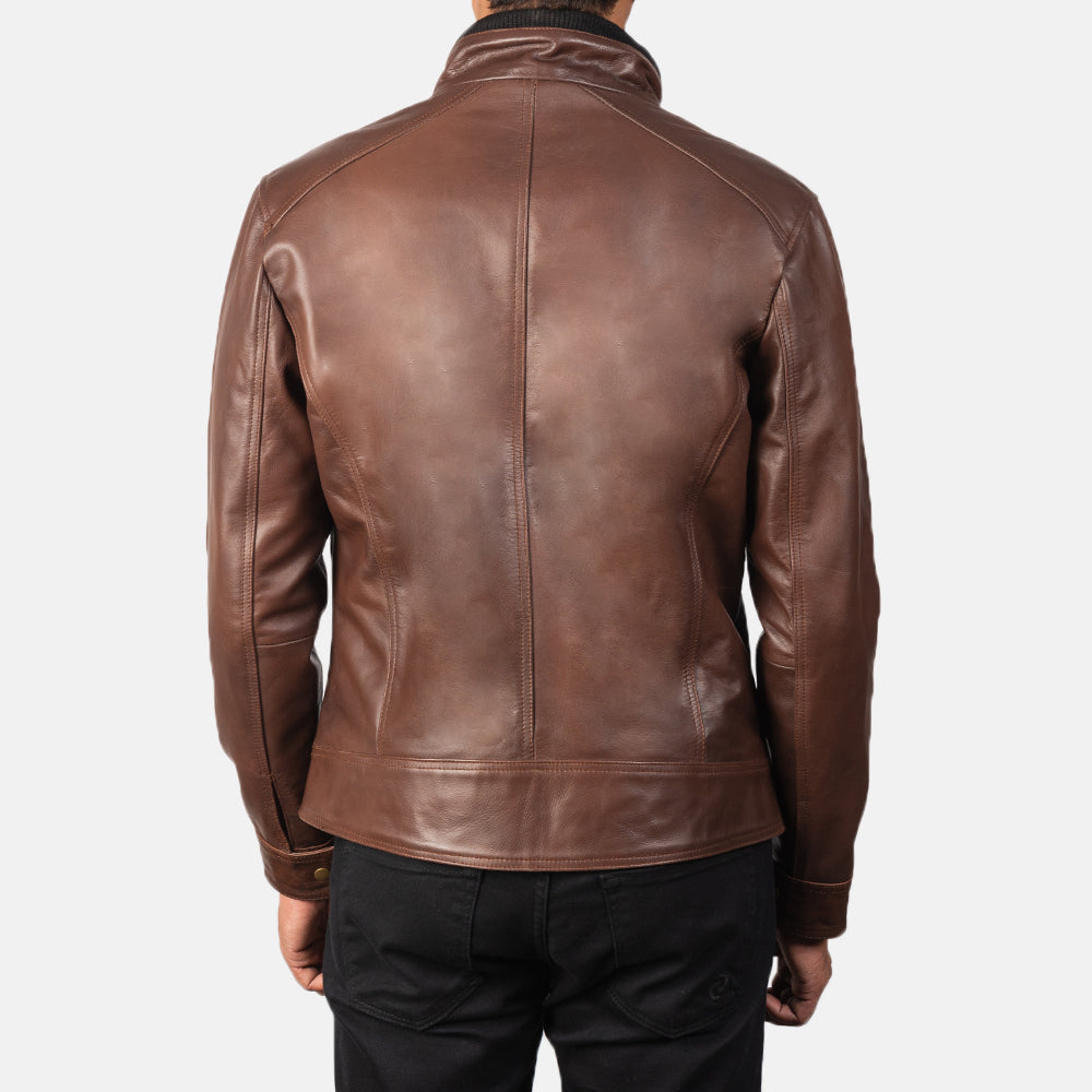 Darren Brown Leather Biker Jacket