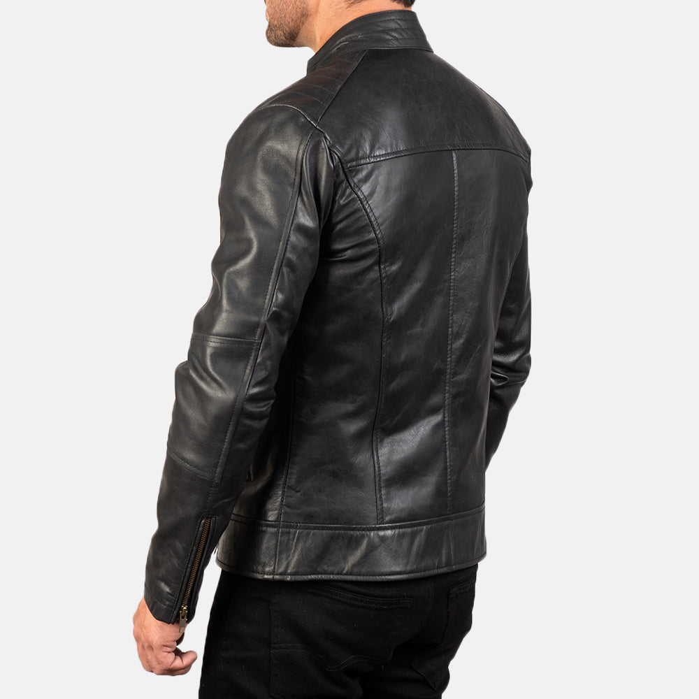 [LC] Dean Black Leather Biker Jacket