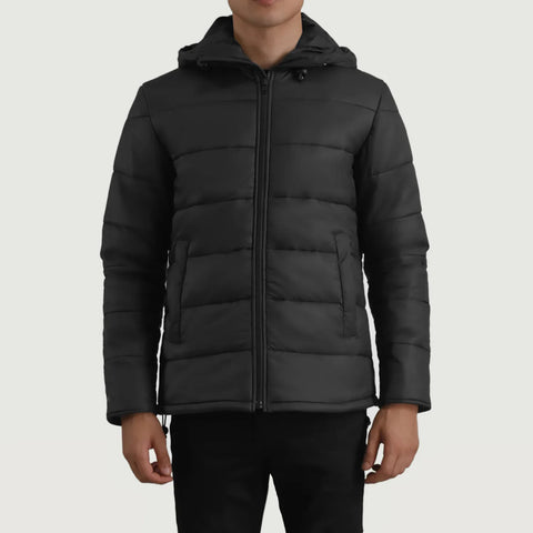 Men's Ridge Black Hooded Puffer Jacket