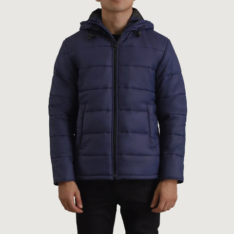 Men's Ridge Blue Hooded Puffer Jacket