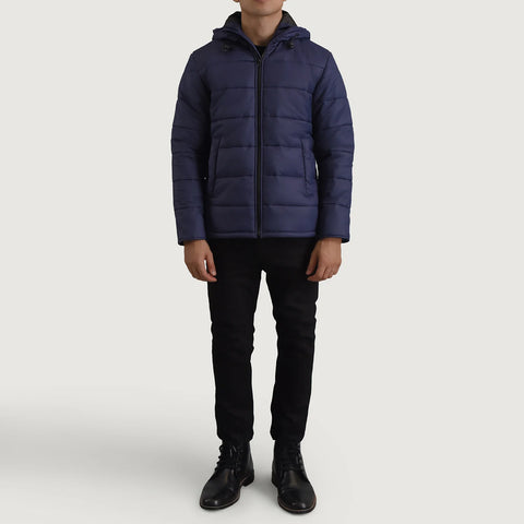 Men's Ridge Blue Hooded Puffer Jacket
