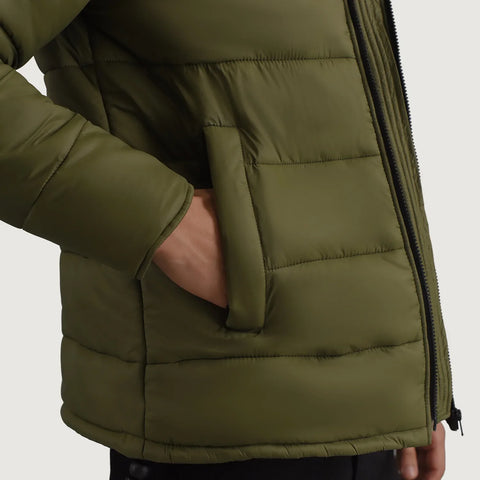 Men's Ridge Green Hooded Puffer Jacket