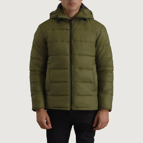 Men's Ridge Green Hooded Puffer Jacket